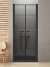 NEW TRENDY Drzwi wnękowe New Soleo Black, wahadłowe, podwójne, z dodatkową ścianką 80x195 Ze wzorem kratki D-0280A
