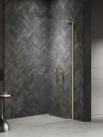 NEW TRENDY Kabina prysznicowa NESTA LIGHT GOLD WALK-IN U 70x200 szkło czyste 8mm Active Shield 2.0 - WSPORNIK KĄTOWY K-1730-WL