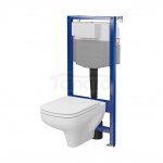 CERSANIT - Set C38 - stelaż podtynkowy AQUA 50 MECH QF + miska zawieszana COLOUR CleanOn + duroplastowa, antybakteryjna, wolnoopadająca, z funkcją łatwego wypinania  S701-817