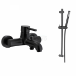 ARMATURA KRAKÓW KFA Bateria wannowa 5034-010-81 MOZA BLACK z natryskiem przesuwnym PREMIUM 841-363-81