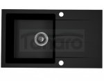 AQUAFORM - zlewozmywak granitowy MARANELLO 440 X 760 X 194 - 1 komora z ociekaczem , CZARNY MONO + syfon oszczędzający miejsce z korkiem automatycznym  AQ.901-1019011 