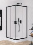 NEW TRENDY Zestaw - Kabina prysznicowa SUVIA BLACK kwadratowa 80x80x201 drzwi przesuwne szkło czyste + Brodzik prysznicowy MARO ZS-0011