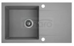 AQUAFORM - zlewozmywak granitowy MARANELLO 440 X 760 X 194 - 1 komora z ociekaczem , SZARY + syfon oszczędzający miejsce z korkiem automatycznym  AQ.901-1013011