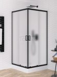 NEW TRENDY Zestaw - Kabina prysznicowa SUVIA BLACK kwadratowa 80x80x201 drzwi przesuwne szkło satynowe + Brodzik prysznicowy MARO ZS-0019