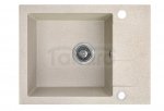 AQUAFORM - zlewozmywak granitowy MARANELLO 440 X 570 X 215 - 1 komora z 1/2 ociekacza , BEŻOWY + syfon oszczędzający miejsce z korkiem automatycznym  AQ.901-1012012