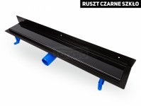 OKEDA Czarny przyścienny odpływ liniowy OKEDA® PRIME LINE™ - BLACK GLASS - RUSZT CZARNE SZKŁO 100cm 21100.06.BLACK