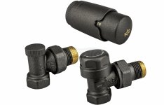 KFA ARMATURA KRAKÓW Zestaw termostatyczny grzejnikowy, kątowy, KOMFORT PRO, GRAFITOWY 757-130-61-BL