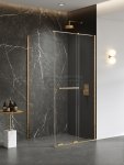 NEW TRENDY Kabina prysznicowa SMART GOLD BRUSHED 1D prostokątna U 110x120x200 szkło czyste 8mm Active Shield 2.0 - UCHWYT RELING EXK-7569