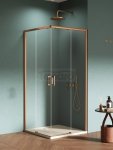 NEW TRENDY Kabina prysznicowa PRIME COPPER BRUSHED 2D prostokątna 90x80x200 szkło czyste 6mm Active Shield 2.0 D-0810A/D-0809A