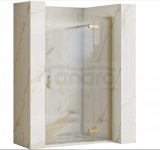 REA - Drzwi prysznicowe składane, łamane HUGO 80 Gold Brush / Złote Szczotkowane + listwa magnetyczna wymagana do montażu we wnęce
