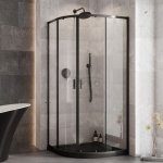 BESCO Kabina prysznicowa z brodzikiem 90x90x190 Zarya Black 90 + brodzik Axim 90 ZB-AX-90-190