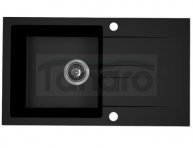AQUAFORM - zlewozmywak granitowy MARANELLO 440 X 760 X 194 - 1 komora z ociekaczem , CZARNY MONO + syfon oszczędzający miejsce z korkiem automatycznym  AQ.901-1019011 