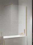 NEW TRENDY Parawan nawannowy NESTA GOLD BRUSHED stały U 90x140 szkło czyste 8mm Active Shield 2.0 - wsp. równoległy P-0213-WP