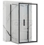 REA - Kabina Prysznicowa Przyścienna RAPID FOLD Black - Czarna /drzwi 100 + ścianka 80 x2 + ramię x2