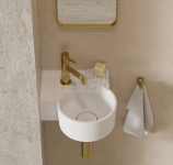 OMNIRES umywalka nablatowa/wisząca - lewa, 33 x 34 cm OVO M+ biały mat OVO335UWLBM