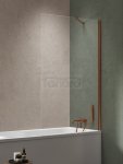 NEW TRENDY Parawan nawannowy NESTA COPPER BRUSHED stały U 70x140 szkło czyste 8mm Active Shield 2.0 P-0217