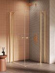 NEW TRENDY Kabina prysznicowa NEW SOLEO GOLD BRUSHED 2D prostokątna U 100x100x195 szkło czyste 6mm Active Shield 2.0 - z el. stałym K-4243