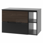 MEGSTYL  Szafka pod Umywalkę z Blatem i Regałem 2S 80cm czarny mat/orzech Zestaw-4 AVELLA-02