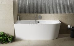 BESCO Wanna wolnostojąca przyścienna Avita A-line 150 P + syfon z napełnieniem czarny #WAA-150APCN