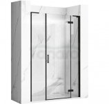 REA - Drzwi prysznicowe składane, łamane HUGO 110 Black / Czarne  + listwa magnetyczna wymagana do montażu we wnęce