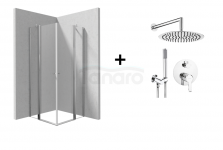 DEANTE Zestaw kabina drzwi składane KERRIA PLUS 90x90 + zestaw prysznicowy podtynkowy ARNIKA NAC_09QP 