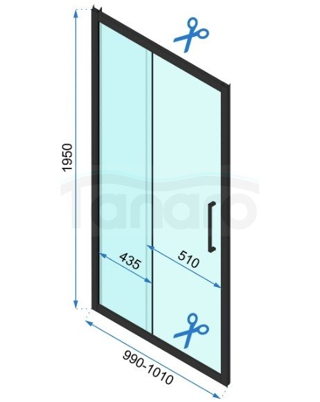 REA - Kabina Prysznicowa Przyścienna RAPID SLIDE Black-Czarna  /drzwi 100 + ścianka 90 x2 + ramię x2/