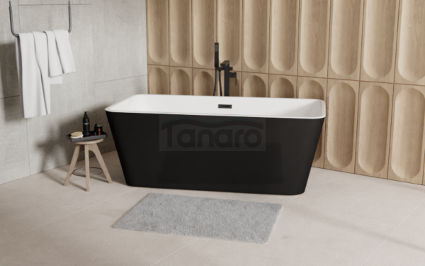 BESCO Wanna wolnostojąca 160x80 Evita B&amp;W Matt 160 + syfon z przelewem chrom #WAS-160EM