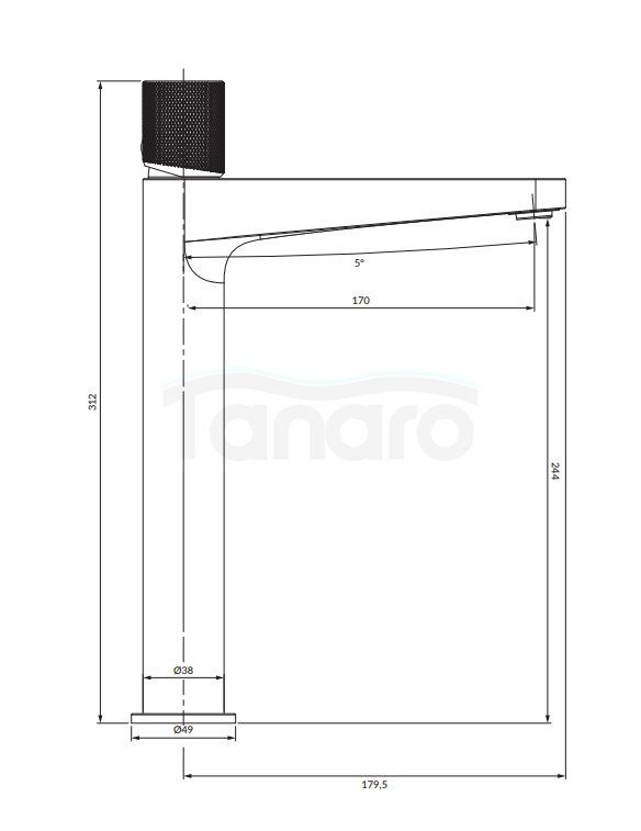 OMNIRES Bateria umywalkowa wysoka CONTOUR miedź szczotkowana CT8012CPB