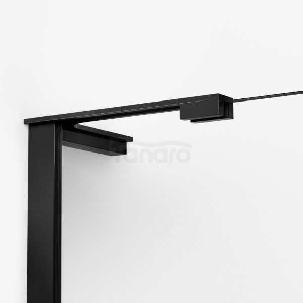 NEW TRENDY Kabina prysznicowa NESTA BLACK WALK-IN U 70x200 szkło czyste 8mm Active Shield 2.0 - WSPORNIK KĄTOWY K-1722-WL