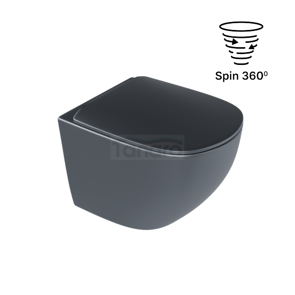 EXCELLENT Luqa miska WC 48 cm wisząca bezrantowa, z system spłukiwania Spin 360, z deską wolnoopadającą, grafit mat CEAC.6403.K.6405.480.GRM