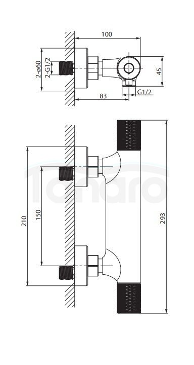 CERSANIT - Bateria natryskowa termostatyczna ścienna ZEN chrom  S951-581