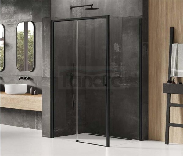 NEW TRENDY Kabina prysznicowa 100x90 Prime Black drzwi przesuwne Lewa D-0316A/D-0129B