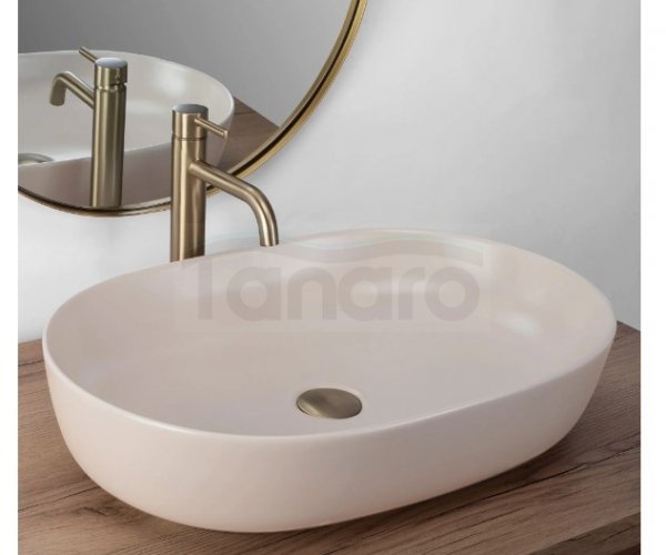 REA - Umywalka nablatowa CLEO 61 Beige Matt / Beżowa matowa