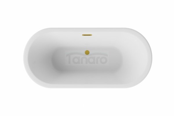 BESCO Wanna wolnostojąca Ziva Glam Złota 160x75 + klik-klak z przelewem szczelinowym chrom, postument biały #WWA-160ZZSC
