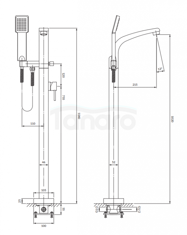 OMNIRES Bateria wannowa wolnostojąca DARLING DA5033CR