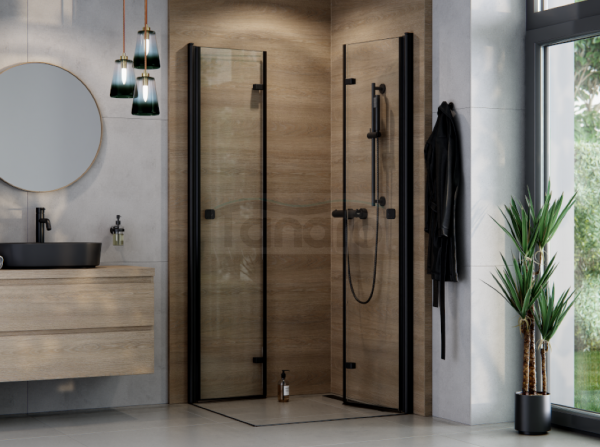 BESCO Kabina kwadratowa składana 80x80x195 Exo-H 80 Black KEHB-80-195