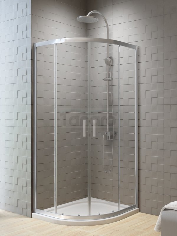 NEW TRENDY Kabina prysznicowa NEW VARIA 2D półokrągła R55 U 80x80x200 szkło czyste 6mm Active Shield K-5466