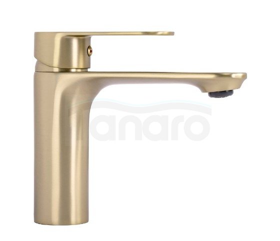 REA - Bateria umywalkowa DROP Złota Szczotkowana Niska