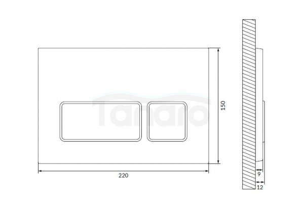 CERSANIT - Przycisk spłukujący BLOCK by Cersanit w kolorze czarny matowy z klawiszami owalnymi w kolorze chrom błyszczący  K97-0399