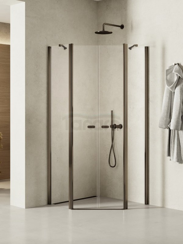 NEW TRENDY Kabina prysznicowa New Soleo Gunmetal Brushed, pięciokątna, drzwi podwójne 90x90 K-1712
