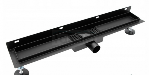 AQUALINE Odpływ liniowy przyścienny 2w1 ze stałym syfonem czarny 120cm LS04BK1200