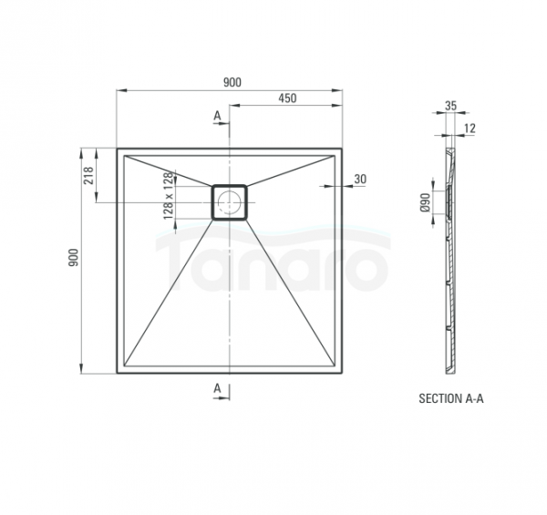 DEANTE Brodzik kwadratowy 90x90 szary metalik CORREO KQR_S41B