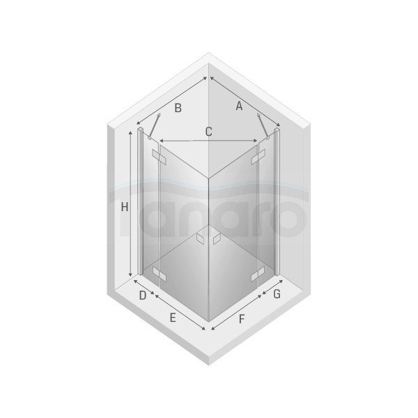 NEW TRENDY - Kabina prysznicowa prostokątna AVEXA GOLD BRUSHED EXK-1728/1729 Złote Profile 80x70x200