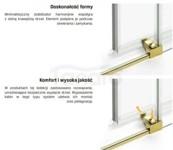 NEW TRENDY Kabina prysznicowa drzwi podwójne przesuwne PRIME LIGHT GOLD 100x90x200 D-0420A/D-0419A