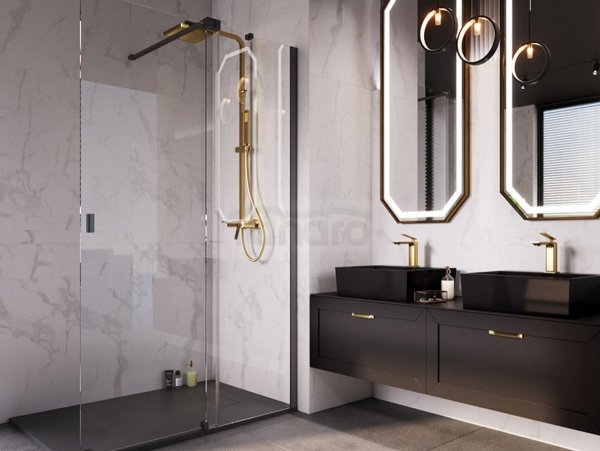 BESCO Kabina ścianka ruchoma Vayo Black 130x200 VYB-130-200C