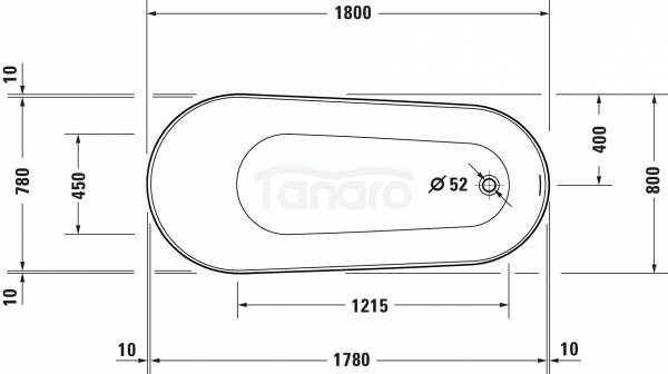 DURAVIT Wanna akrylowa wolnostojąca owalna DuraFaro 1800 800 x 730 mm biały | 700568000000000