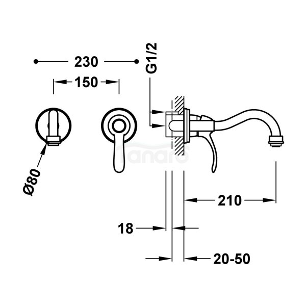 TRES CLASIC Bateria jednouchwytowa podtynkowa umywalkowa- stal 24220001AC