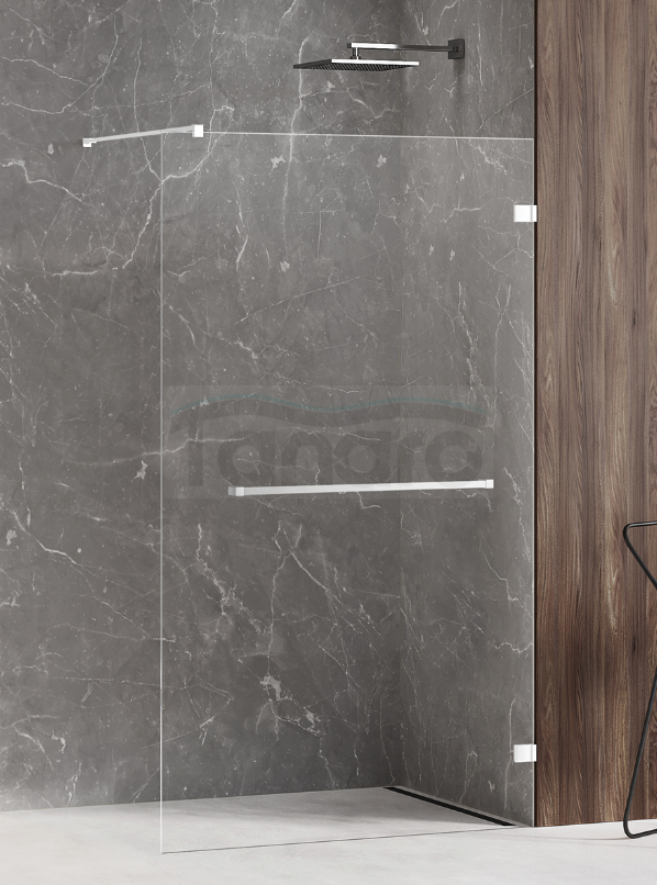 NEW TRENDY Kabina prysznicowa AVEXA WHITE walk-in 120x200 szkło czyste 8mm Active Shield 2.0 WIESZAK EXK-2955