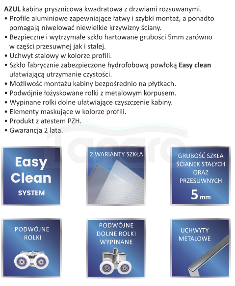 AQUAFORM Kabina prysznicowa AZUL kwadratowa 90x90x185 szkło transparentne 5mm profil czarny mat AQ.101-501115
