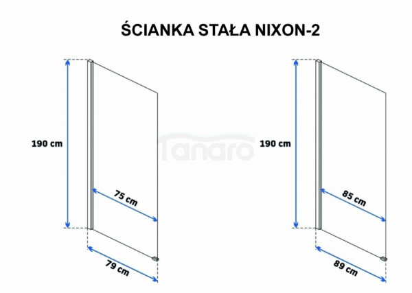 REA - Kabina NIXON - 2 prostokątna EASY CLEAN PREMIUM / drzwi 100 + ścianka 100 /